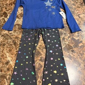 Starry Night Kids Pajamas Set - Blue and Black